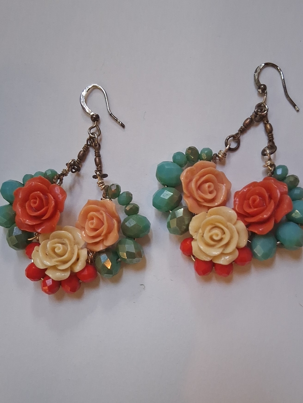 Rose Cabachon Dangle Earrings